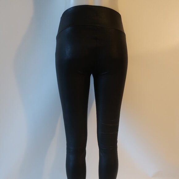Womens 390 Black 100% Leather Flat Front Pull-On Skinny Pants S - Picture 7 of 9